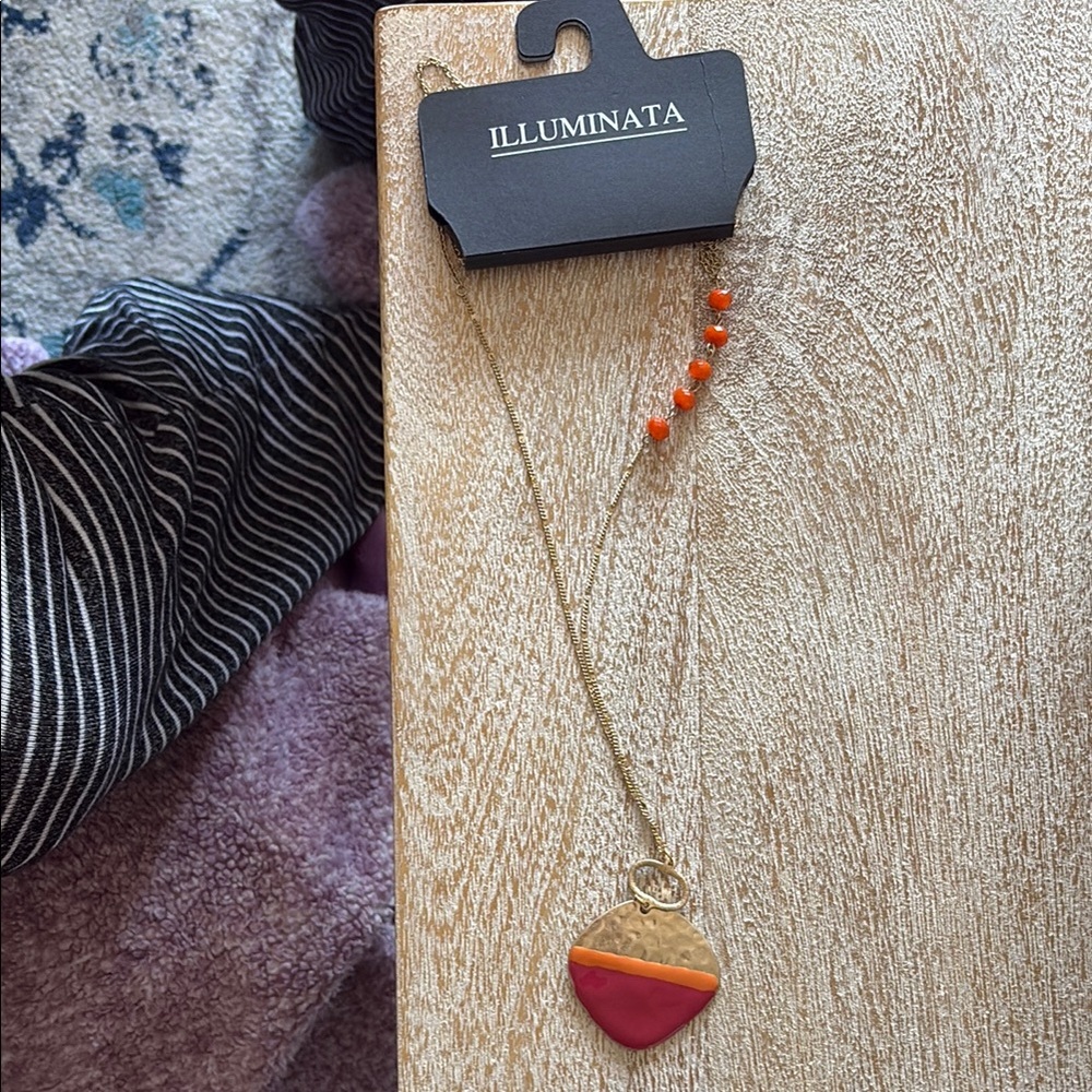 Modern Gold and Red Geometric Necklace